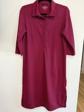 Vineyard Vines Red & Navy  Striped Polo Midi Dress